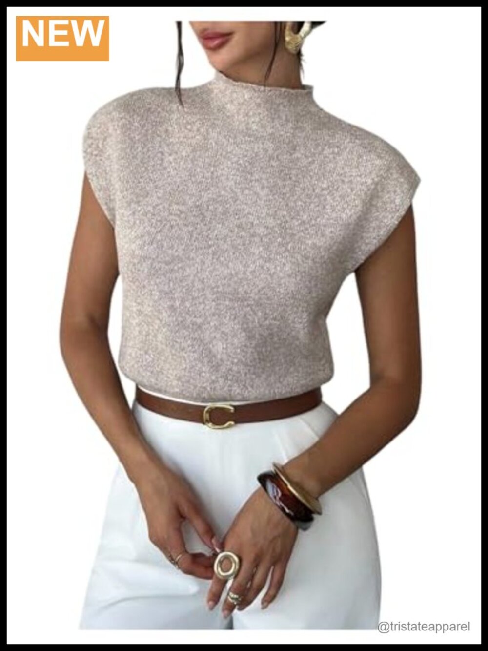 Milumia Women's Sweater Vest Mock Neck Sleeveless Ribbed Knit Dressy Top
